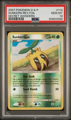 Pop 1 PSA 10 💎 - Pokemon Secret Wonders Reverse Holo - Sunkern 114/132 - Image 1