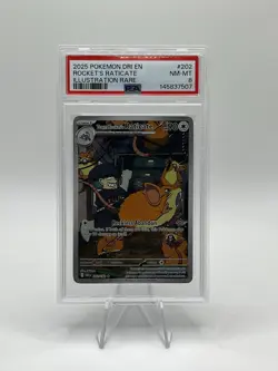 Team Rocket's Raticate 202/182 Illustration Rare PSA 8 Pokemon Destined Rivals - Image 1
