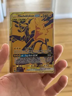 Pokemon Pikachu & Zekrom GX TAG TEAM Promo Full Art Holo MISCUT AND DOT ERROR - Image 1
