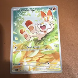 Pokemon Scorbunny 225/217 Scarlet & Violet Rare Full Art Basic Fire HP 70 - Image 1