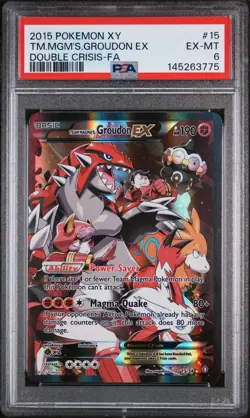 2015 POKEMON XY DOUBLE CRISIS #15 FULL ART/TEAM MAGMA'S GROUDON EX PSA 6 - Image 1