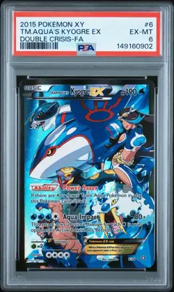 2015 POKEMON XY DOUBLE CRISIS #6 FULL ART/TEAM AQUA'S KYOGRE EX PSA 6 - Image 1