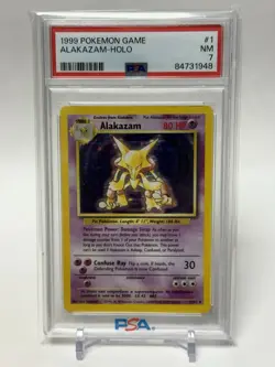 Pokemon TCG Alakazam Base Set Holo Card 001/102 WOTC PSA 7 Vintage 1999 - Image 1