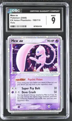CGC 9 MINT Mew ex 2006 EX Holon Phantoms 100/110 Holo Pokemon Card - Image 1