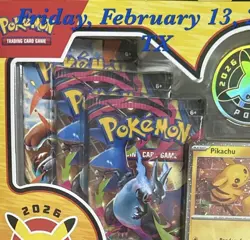 Pokemon Day 2026 TCG Sealed Box Pikachu Promo Card + Coin + 3 Booster Packs - Image 2