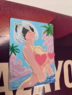 MTG Forest 2B Waifu Custom Alter Hand Painted by BAZAYO 18+ - Image 3