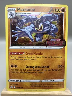 Machamp SWSH243 Lost Origin Prerelease Stamp Black Star Promo Pokemon LP - Image 1