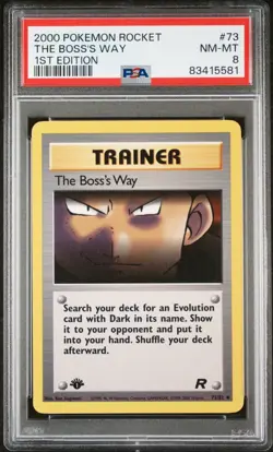 2000 POKEMON ROCKET #73 THE BOSS'S WAY NM-MT 1ST EDITION PSA 8 - Image 1
