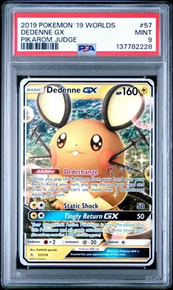 PSA 9 Dedenne GX Pokemon 2019 Worlds Pikarom Judge #57 - Image 1