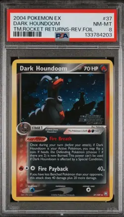 PSA 8 Dark Houndoom Reverse Holo 37/109 Team Rocket Returns Pokemon 2004 - Image 1