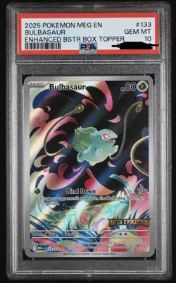 PSA 10 Bulbasaur Box Topper Stamp #133 2025 Pokemon Mega Evolution - Image 1