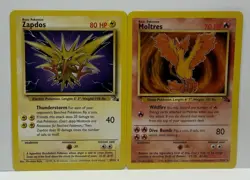 Pokemon TCG: Zapdos 30/62 & Moltres 27/62 Fossil- Reg- Unlimited- WOTC- LP - Image 1
