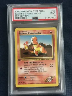 2000 POKEMON GYM CHALLENGE 1ST ED #60 BLAINE'S CHARMANDER PSA 9 - Image 1