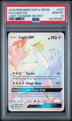 FRESH CERT Pokemon Lugia GX Secret Rare Rainbow PSA 10 227/214- Lost Thunder - Image 1