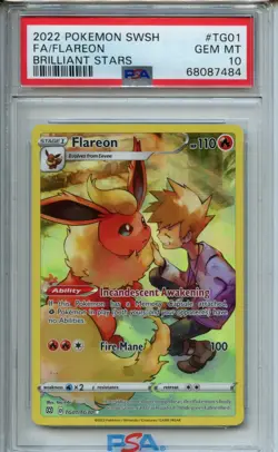 2022 Pokemon Sword & Shield Brilliant Stars #TG01 Flareon PSA 10 - Image 1