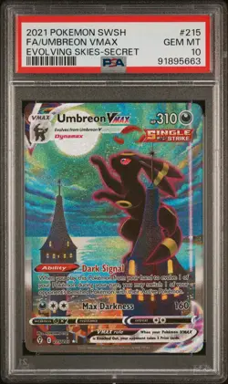2021 POKEMON SWORD & SHIELD EVOLVING SKIES SECRET FULL ART/UMBREON VMAX PSA 10 - Image 1