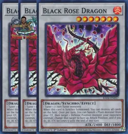 Yugioh! 3x Black Rose Dragon RA04-EN057 Ultra Rare 1st Ed NM - Image 1