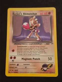 Rocket's Hitmonchan 11/132 - Gym Heroes Unlimited Holo Rare WOTC Pokemon TCG LP - Image 1