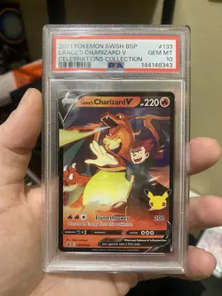 2021 POKEMON SWSH BLACK STAR PROMO 133 LANCE'S CHARIZARD V CELEBRATIONS PSA 10 - Image 1