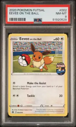2020 Pokemon Futsal UK Exclusive Promo Eevee On the Ball # 002 PSA 8 Near Mint - Image 3