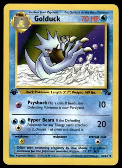 Pokemon TCG Fossil 1st Edition #35/62 Golduck LP+ - Image 1