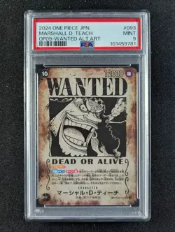 2024 One Piece WANTED MARSHALL D. TEACH #OP09-093 SP Ver. Alt Art Japanese PSA 9 - Image 1