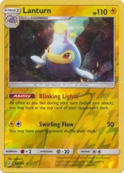 Pokemon - Lanturn - 72/236 - Rare - Reverse Holo - Sun & Moon Cosmic Eclipse - N - Image 1