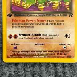 Vintage Pokemon Team Rocket Dark Primeape 1st Edition 43/82 Uncommon NM - Image 4