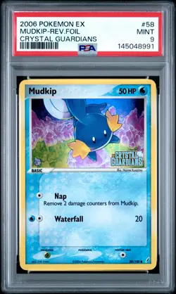 2006 POKEMON EX CRYSTAL GUARDIANS #58 MUDKIP-REVERSE FOIL PSA 9 - Image 1