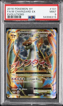 2016 POKEMON XY EVOLUTIONS #101 FULL ART/M CHARIZARD EX PSA 9 - Image 1