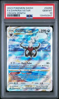 2023 POKEMON SWORD & SHIELD CROWN ZENITH #GG50 FULL ART/DARKRAI VSTAR PSA 10 - Image 1