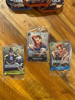 One Piece Promos Tin Set Vol 2 Of Sealed Luffy P075 Sabo P073 Ace P074 English - Image 3