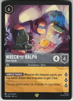Disney Lorcana TCG Wreck-It Ralph - Ham Hands Legendary Azurite Sea 190/204 - Image 1