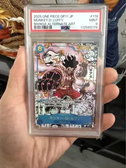 Monkey D Luffy PSA 9 OP11-118 SEC Manga Alt Art One Piece Card 2025 Japanese - Image 1