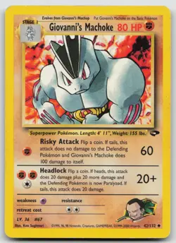 Pokemon Card Giovanni's Machoke Uncommon Gym Challenge 042/132 - Image 1