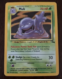 Pokemon TCG Muk Unlimited Jungle Holo Rare Card 13/62 Fossil - Image 2