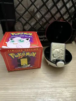 Pokemon Jigglypuff 23K Gold Plated Trading Card Ball and Box Burger King 1999 - Image 1