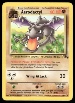 Pokemon Cards Aerodactyl 16/62 UNLIMITED Fossil Rare LP *4 - Image 1