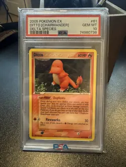 Pokemon Tcg PSA 10 Gem Mint Ditto Charmander 61 EX Delta Species Non-holo Card - Image 1