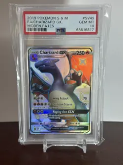 Pokemon 2019 Sun & Moon Hidden Fates Charizard GX Full Art #SV49/SV94 PSA 10 - Image 1