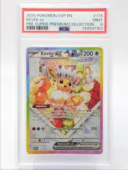 EEVEE EX 2025 POKEMON S&V PRE SUPER PREMIUM BLACK STAR PROMO #174 PSA 9 Q3628 - Image 1