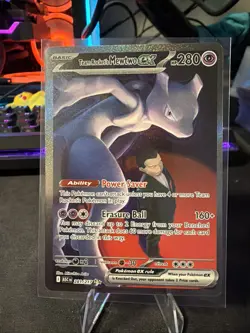Team Rocket’s Mewtwo ex 281/217 SIR Secret Ascended Heroes Pokemon IN HAND - Image 1