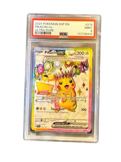 Pokemon Pikachu EX 2024 SSP En-Surging Sparks 219 Ultra Rare PSA 9 - Image 1
