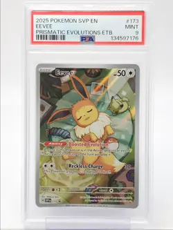 EEVEE 2025 POKEMON S&V PRISMATIC EVOLUTIONS BSP ETB #173 PSA 9 Q3628 - Image 1