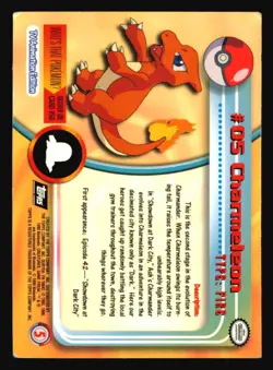 Charmeleon #5 Pokemon 1999 Topps TV - Image 2