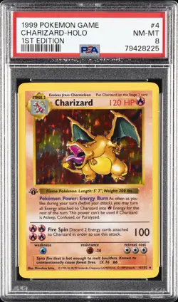 1999 POKEMON BASE SET 1ST EDITION #4 CHARIZARD-HOLO PSA 8 - Image 1