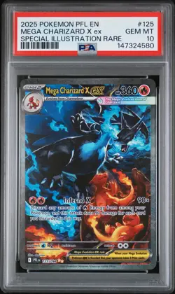 2025 POKEMON PFL EN-PHANTASMAL FLAMES #125 MEGA CHARIZARD X EX PSA 10 - Image 1