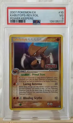 2007 Pokemon EX Power Keepers Kabutops-Reverse Holo Foil #10 PSA VG 3 - Image 1