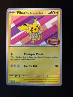 Pikachu berkemeja Batik Flower Pink Indonesia Journey 190/SV-P Promo Pokemon - Image 1