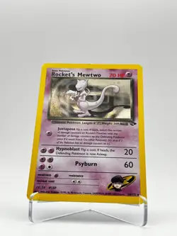 Rocket's Mewtwo Holo Rare Unlimited Gym Challenge 14/132 LP Pokemon **SWIRL** - Image 3